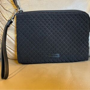 Vera Bradley Microfiber Pouch Wristlet Black EUC